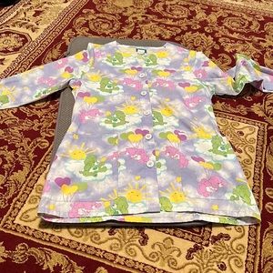 care bear scrub top long sleeve button up